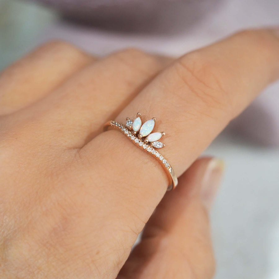 Rose Gold Ring - womens rose gold jewellery - Opal jewellery