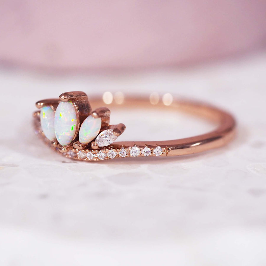 Rose Gold Ring - womens rose gold jewellery - Opal jewellery