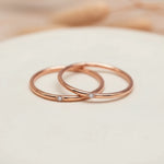 minimalist waterproof rose gold stacker rings with Cubic zirconias