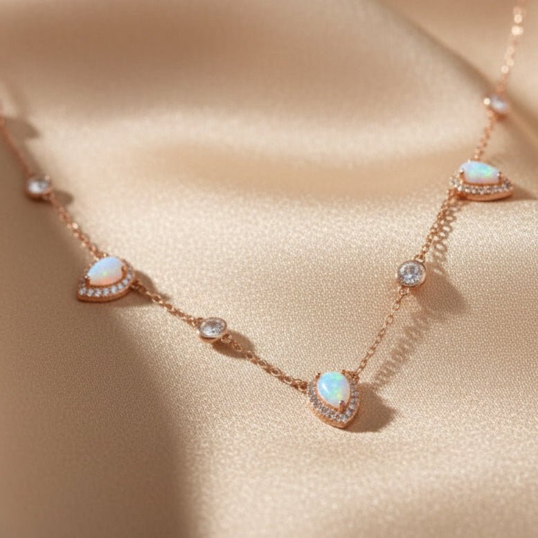 stardust opal rose gold necklace - rose gold jewellery by australian jewellery brands indie and harper