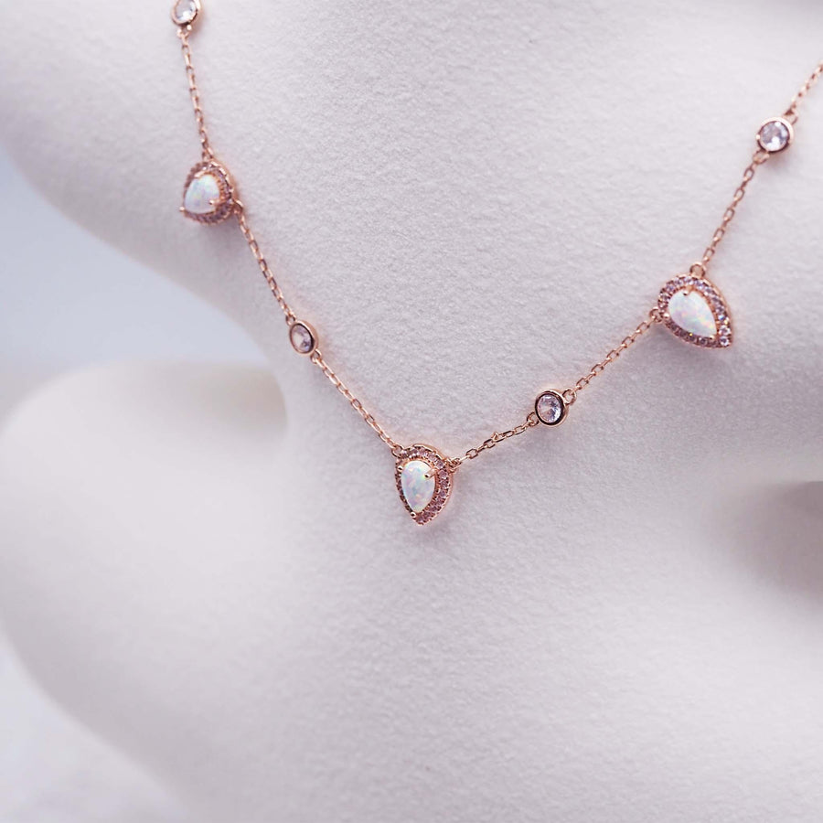 Rose Gold Opal Necklace - womens rose gold jewellery - Australian jewellery online