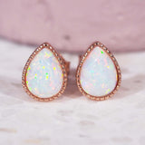 Rose Gold White Opal Rain Drop Earrings - womens jewellery by indie and harper