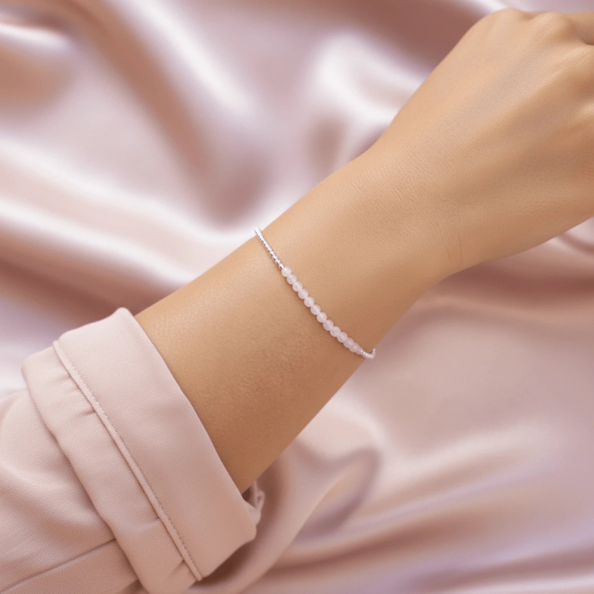 Natural Rose Quartz Beaded Bracelet