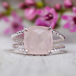 indie and harper sterling silver rose quartz ring 