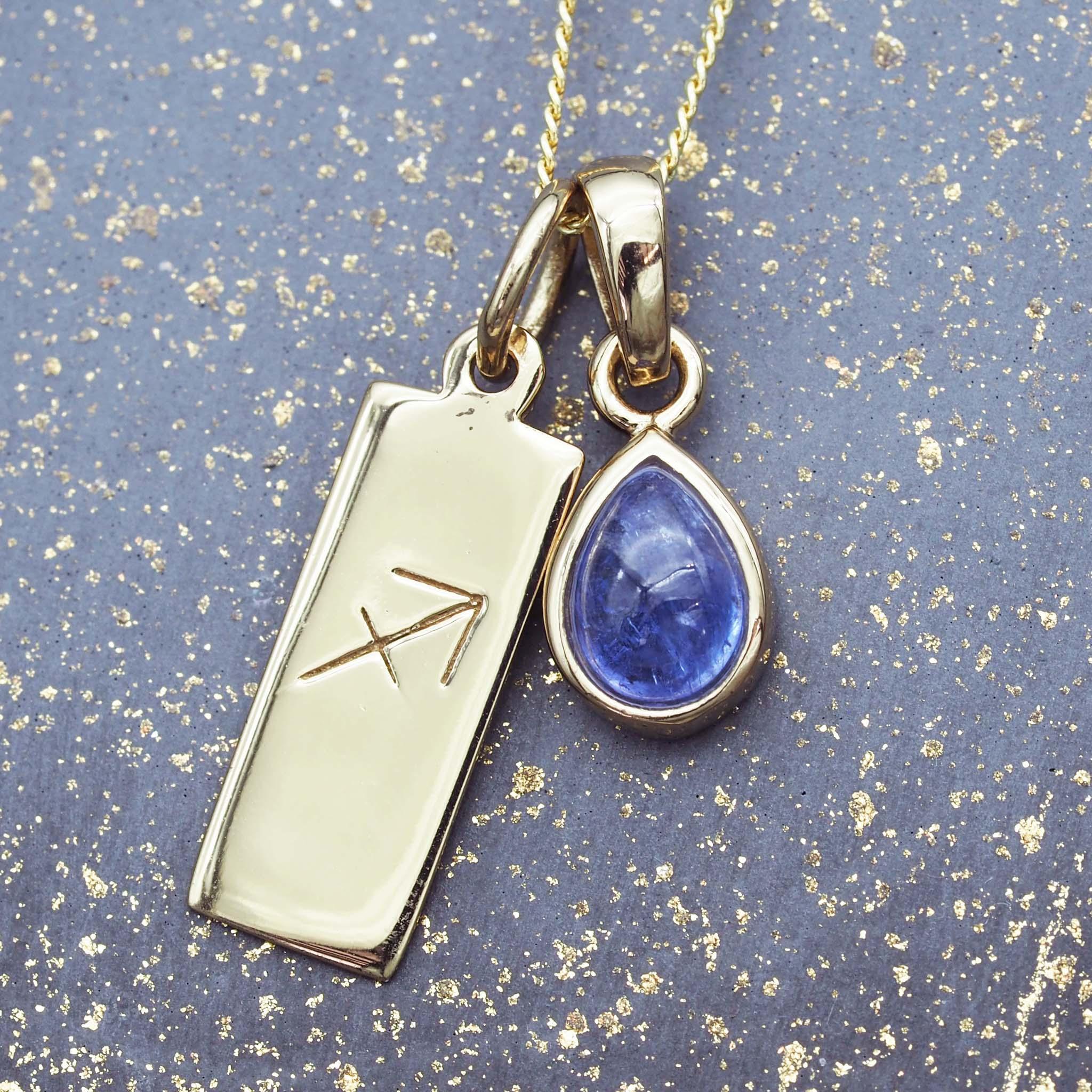 gold Sagittarius and December Birthstone Tanzanite necklace by indie and harper austraia