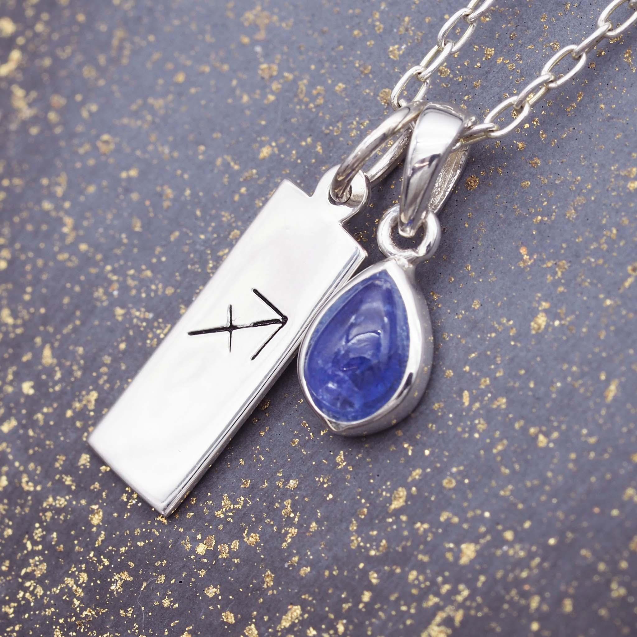 silver Sagittarius and December Birthstone Tanzanite necklace by indie and harper austraia