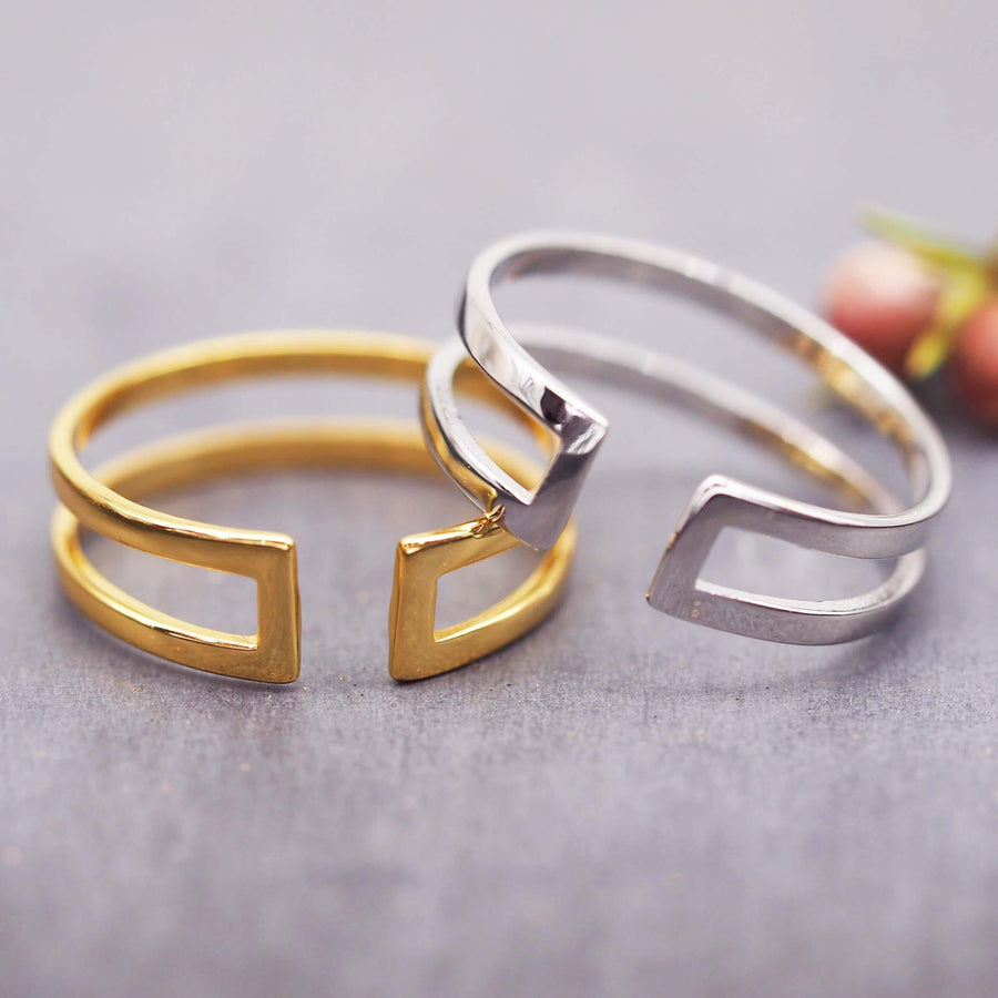 Semi-Adjustable Double Band Ring - womens jewellery by indie and harper