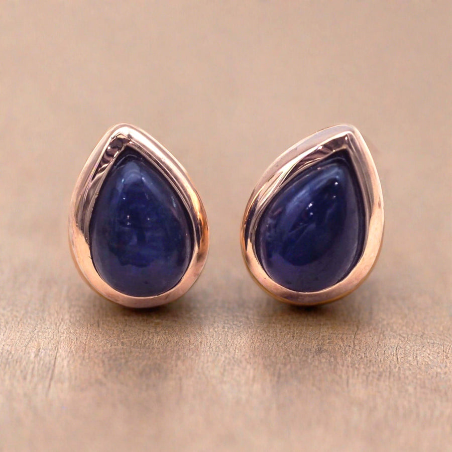 september birthstone earrings - sapphire and rose gold earrings