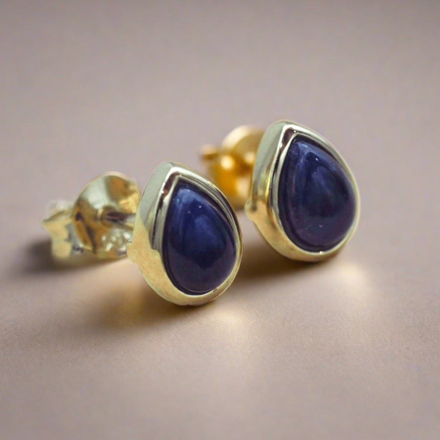 September Birthstone Earrings - Sapphire and Gold Earrings - womens september birthstone jewellery australia