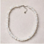 Signature Moonstone Necklace flat lay showing full beaded design and length