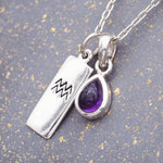 Silver Aquarius and february Birthstone amethyst Necklace - indie and harper australia 