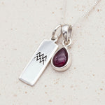 sterling silver Zodiac Aquarius and January silver Garnet Necklace
