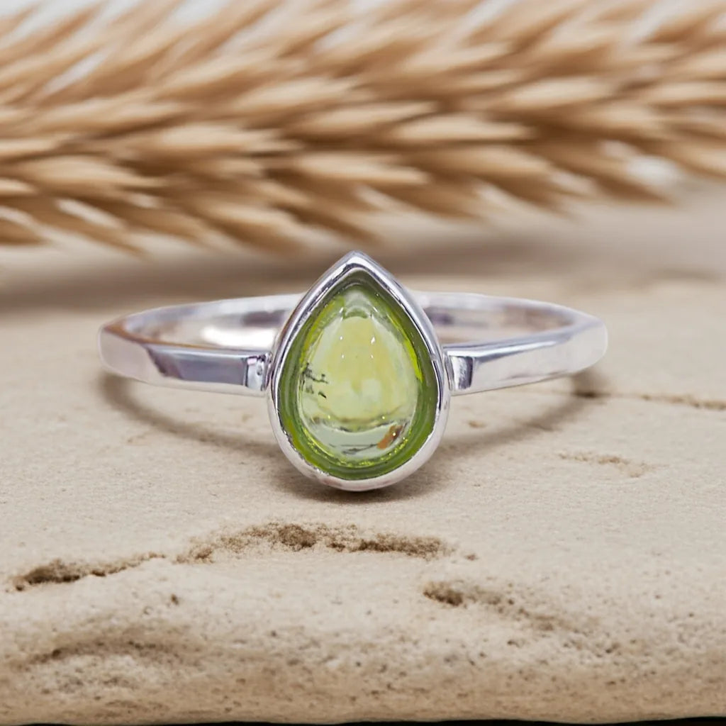 sterling silver august birthstone peridot ring by indie and harper australia