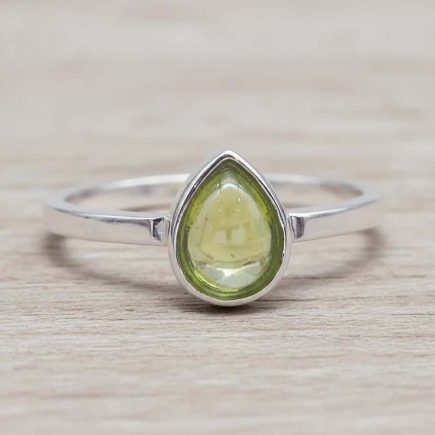 sterling silver august birthstone peridot ring by indie and harper australia