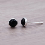 sterling silver natural black onyx earrings