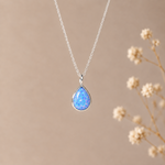 sterling silver blue opal teardrop necklace