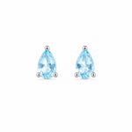 sterling silver facted claw-set pear-shaped natural blue topaz stud earrings