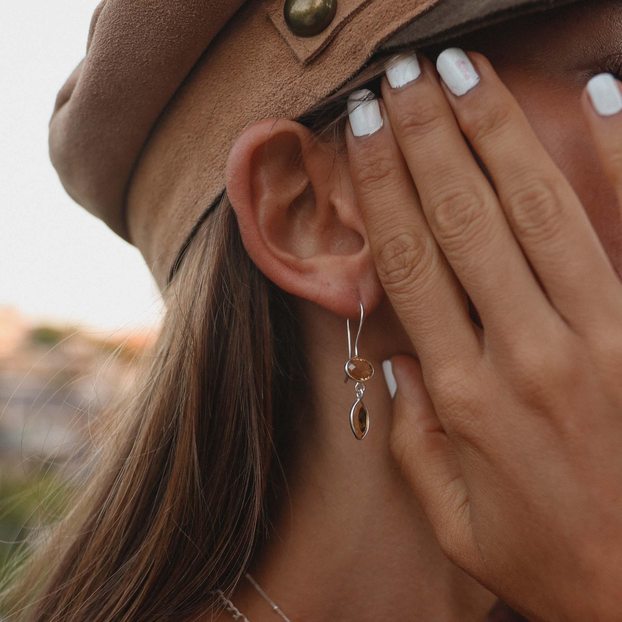 Silver Citrine Drop Earrings - womens jewellery by indie and harper