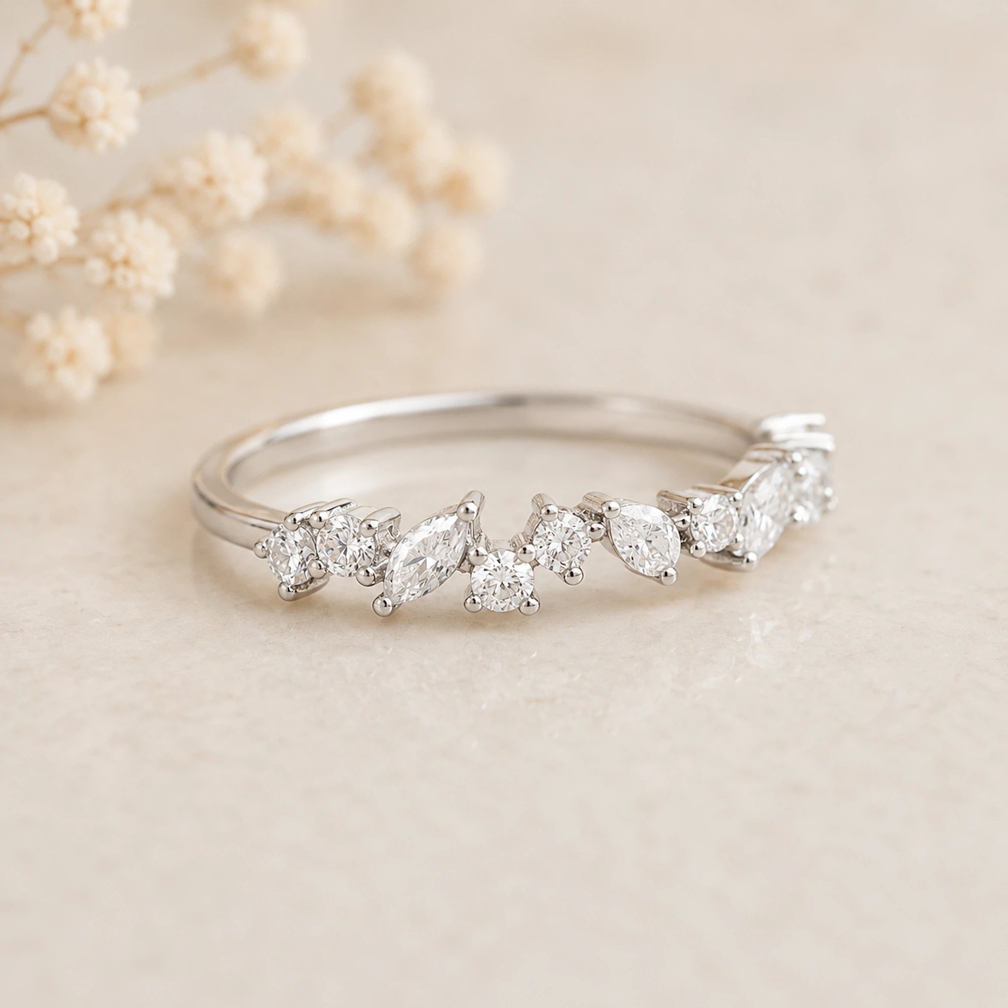 dainty sterling siler ring with czs