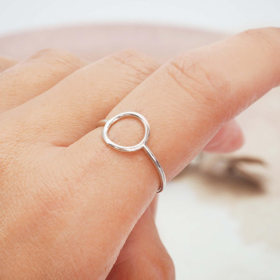 Finger wearing Silver circle Ring - womens sterling silver jewellery australia