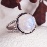 Silver Double Twist Moonstone Ring - womens jewellery by indie and harper