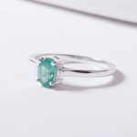 Sterling silver ring with natural emerald stone