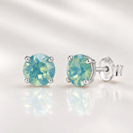 Pacific Opal crystal stud earrings in sterling silver four-claw settings