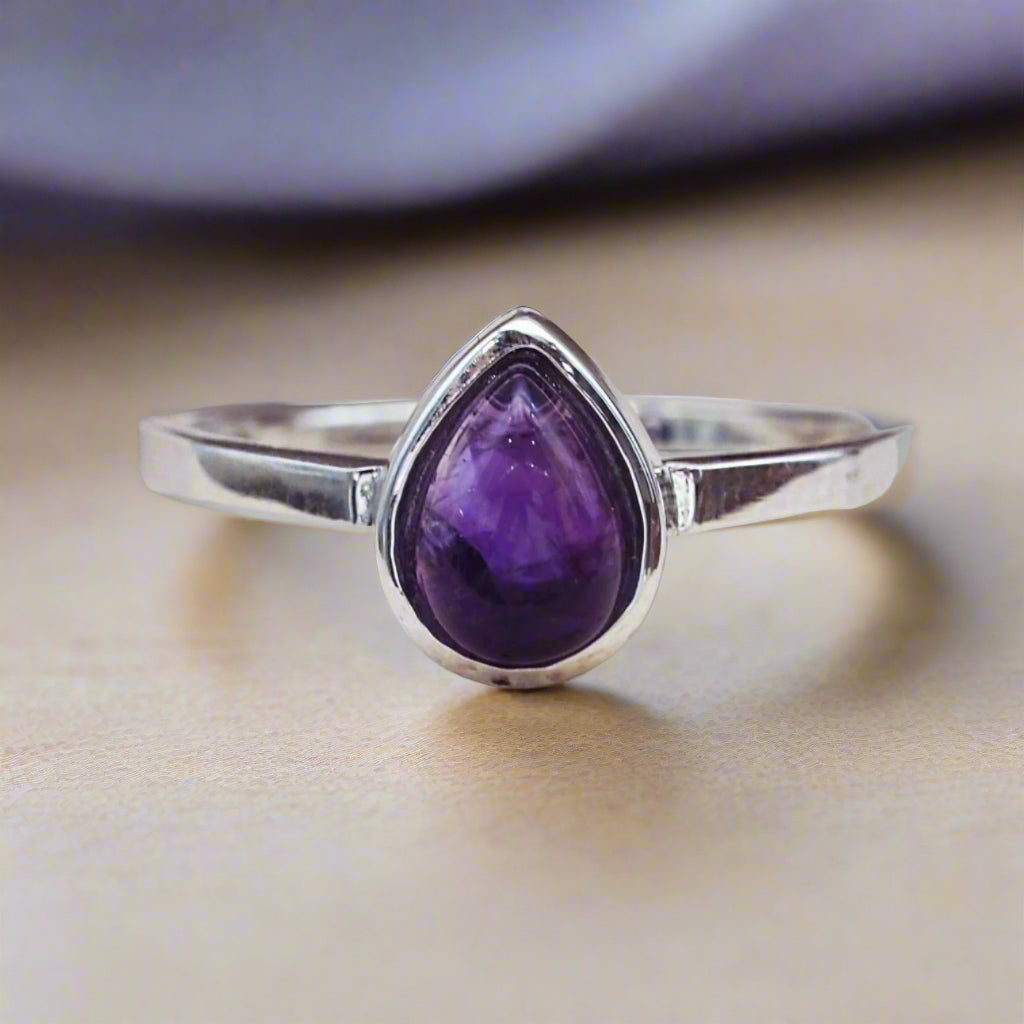 indie and harper Sterling Silver February birthstone Amethyst ring
