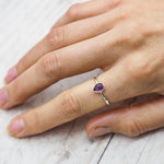indie and harper sterling silver february birthstone amethyst ring being worn