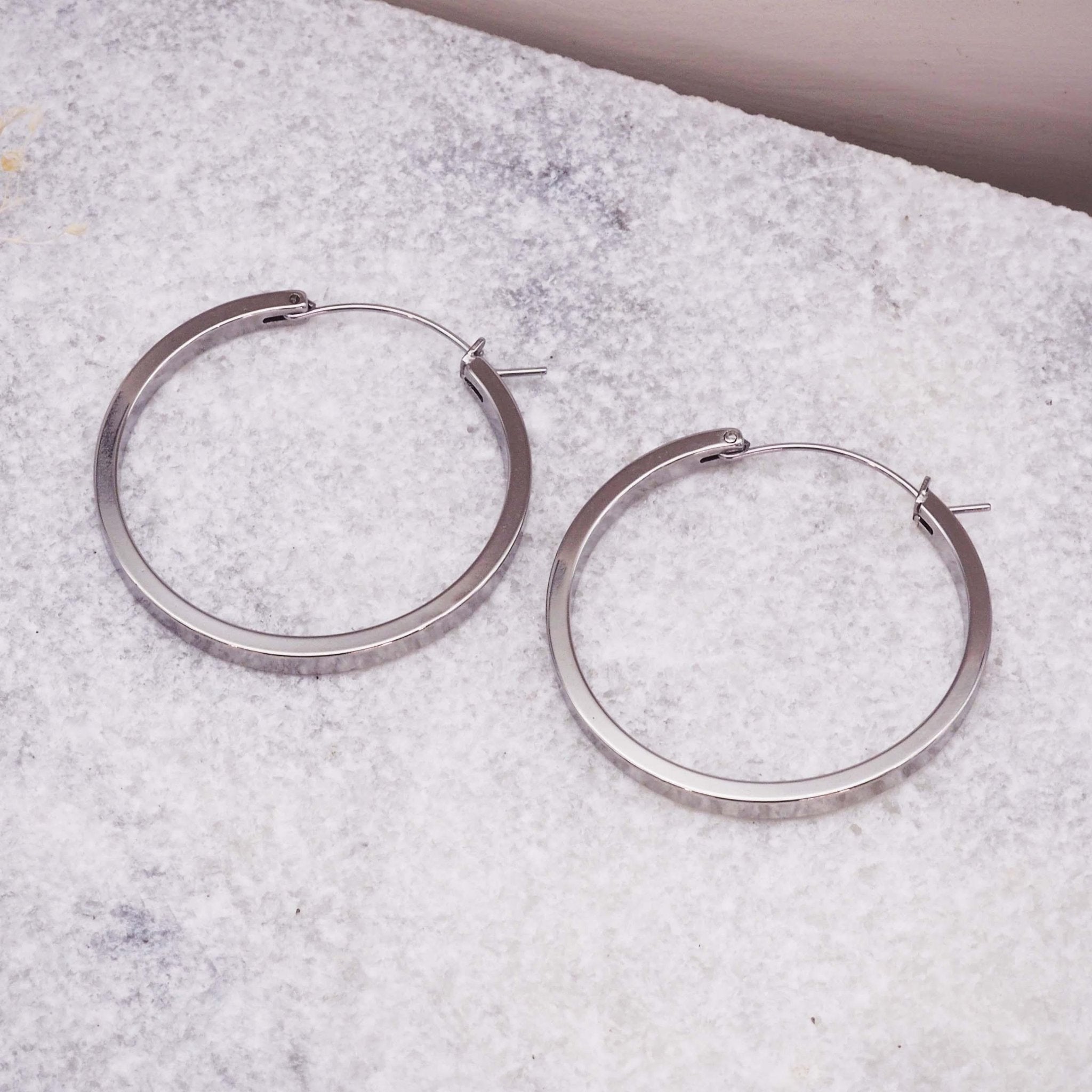 waterproof stainless steel classic polished Silver Hoop Earrings