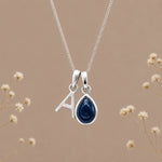 Sterling silver initial A and natural September sapphire necklace