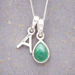 indie and harper sterling silver initial and may birthstone emerald necklace