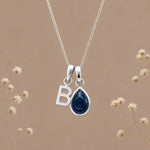 Sterling silver initial B and natural September sapphire necklace