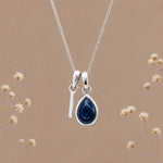 Sterling silver initial I and natural September sapphire necklace