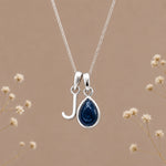 Sterling silver initial J and natural September sapphire necklace
