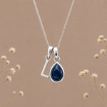Sterling silver initial L and natural September sapphire necklace