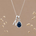 Sterling silver initial N and natural September sapphire necklace