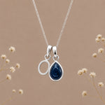 Sterling silver initial O and natural September sapphire necklace
