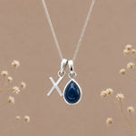 Sterling silver initial X and natural September sapphire necklace