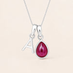 sterling silver july birthstone ruby necklace and silver initial A pendant