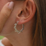 sterling silver hoop earrings being worn - boho jewellery by Australian jewellery brands indie and Harper 
