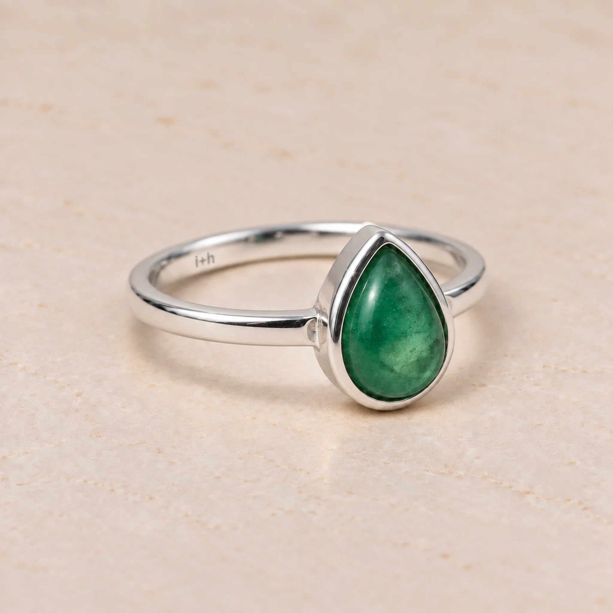 Sterling Silver may birthstone ring with natural emerald gemstone as a meaningful may birthstone jewellery gift for her