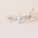 dainty sterling silver ring with CZ. chevron style. indie and harper australia