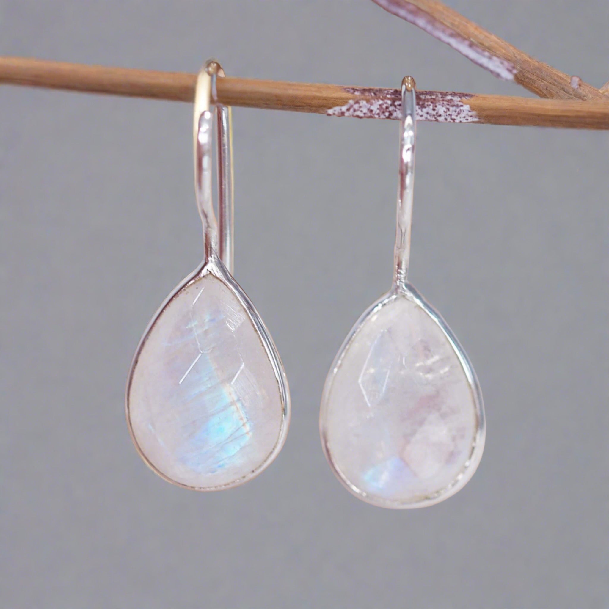 Silver Moonstone Drop Earrings - womens jewellery by indie and harper