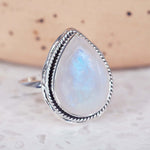 Indie and Harper sterling silver rain drop double twist Moonstone Ring