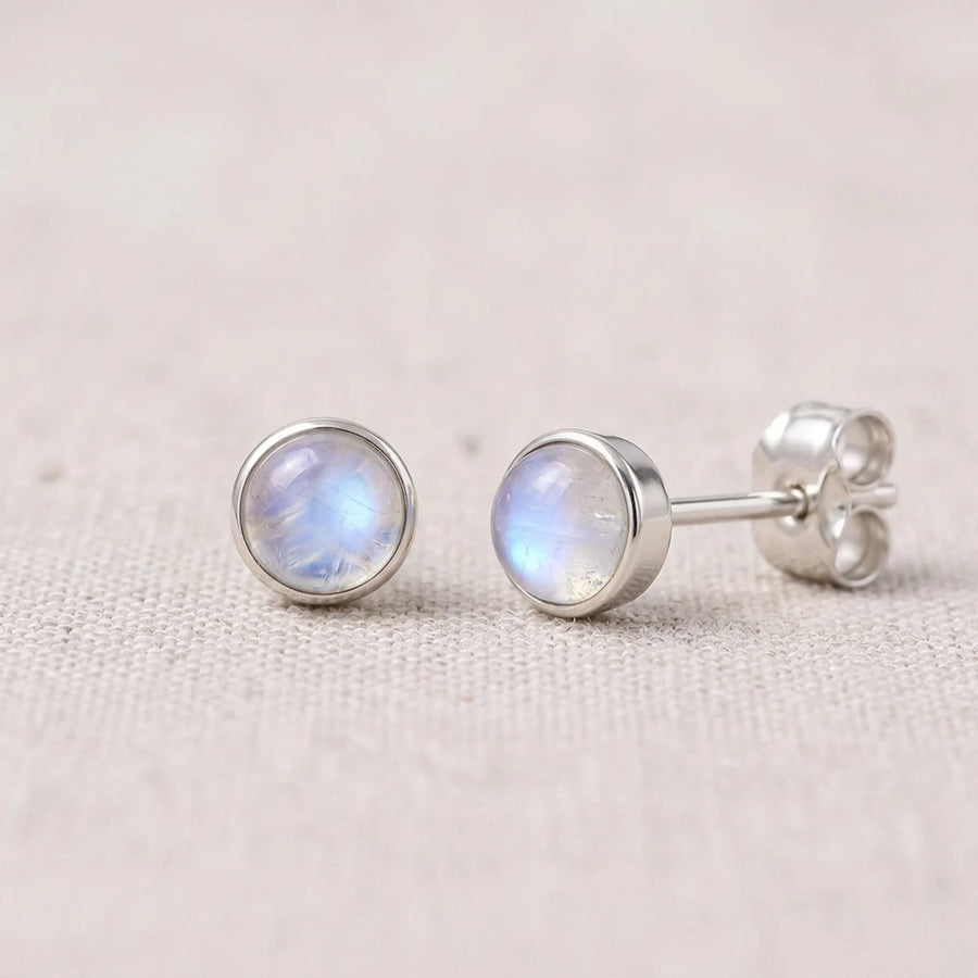 Sterling silver moonstone stud earrings