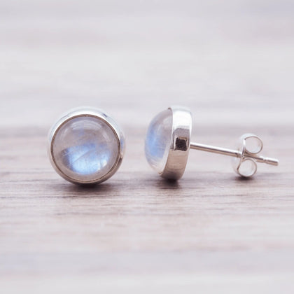 sterling silber moonstone stud earrings