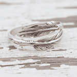 Silver feather ring