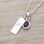 sterling silver Pisces and February Birthstone amethyst Necklace - indie and harper australia