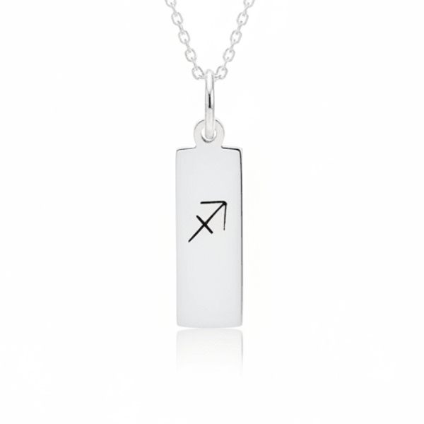 Sterling silver necklace with hand drawn Sagittarius zodiac star sign symbol